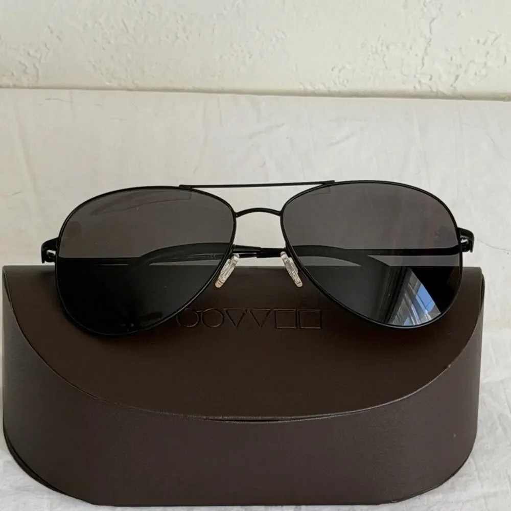 Oliver Peoples Kannon Polarized Aviators OV1191-S Black Chrome + Dark Grey Lens